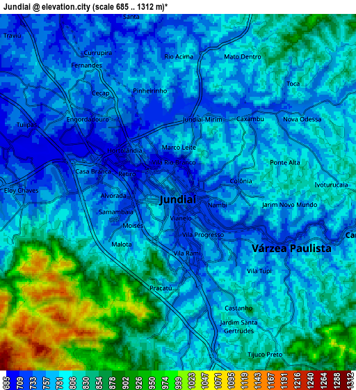 Zoom OUT 2x Jundiaí, Brazil elevation map