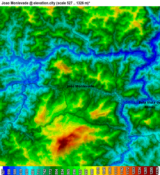 Zoom OUT 2x João Monlevade, Brazil elevation map
