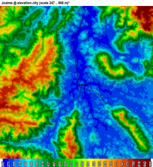 Zoom OUT 2x Joaíma, Brazil elevation map