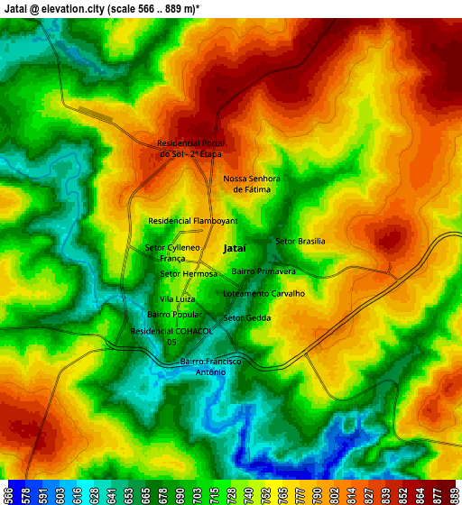 Zoom OUT 2x Jataí, Brazil elevation map