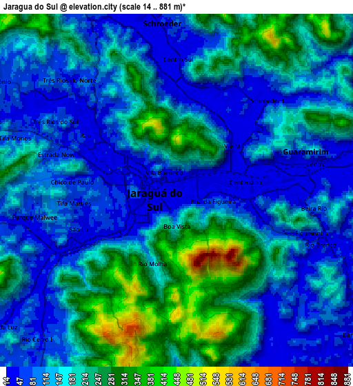 Zoom OUT 2x Jaraguá do Sul, Brazil elevation map