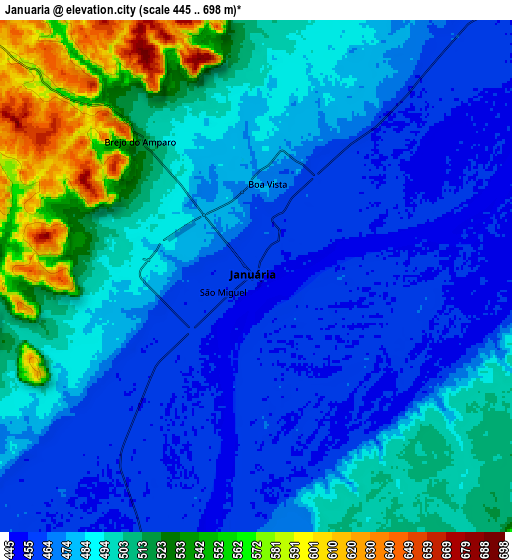 Zoom OUT 2x Januária, Brazil elevation map