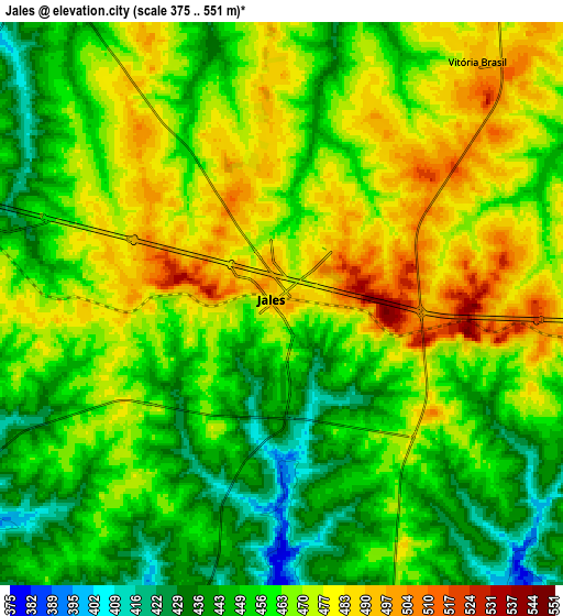 Zoom OUT 2x Jales, Brazil elevation map