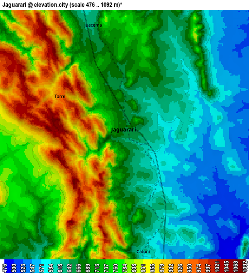 Zoom OUT 2x Jaguarari, Brazil elevation map