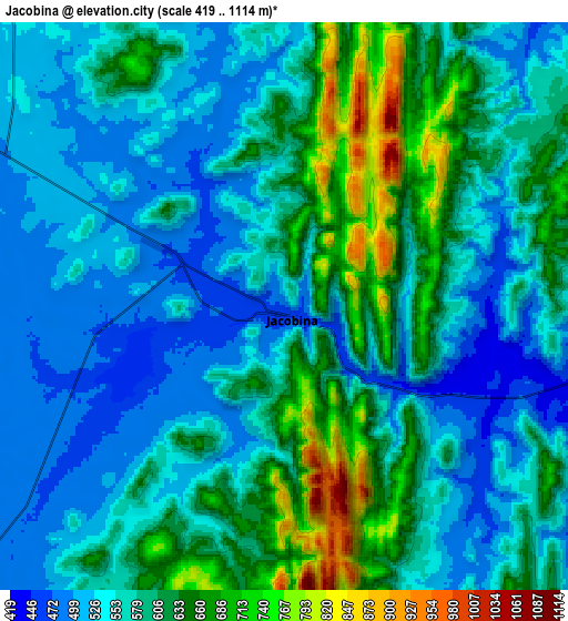 Zoom OUT 2x Jacobina, Brazil elevation map