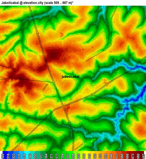 Zoom OUT 2x Jaboticabal, Brazil elevation map