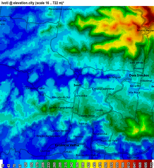 Zoom OUT 2x Ivoti, Brazil elevation map