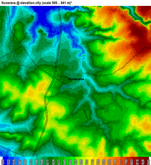 Zoom OUT 2x Ituverava, Brazil elevation map