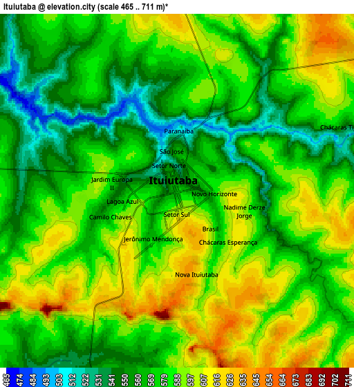 Zoom OUT 2x Ituiutaba, Brazil elevation map