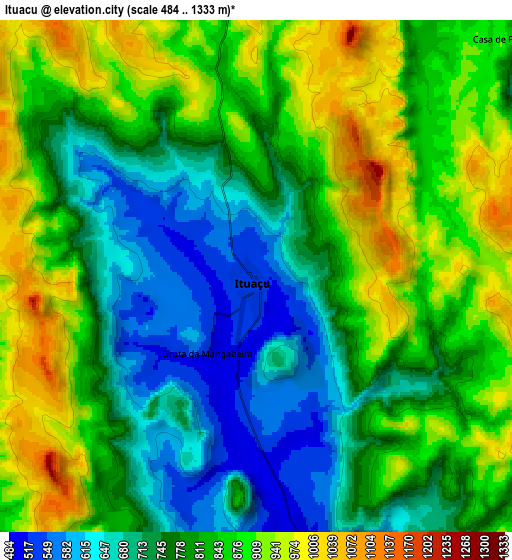 Zoom OUT 2x Ituaçu, Brazil elevation map