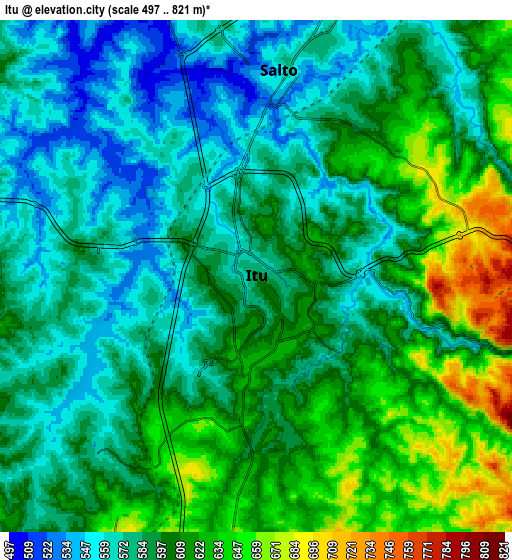 Zoom OUT 2x Itu, Brazil elevation map