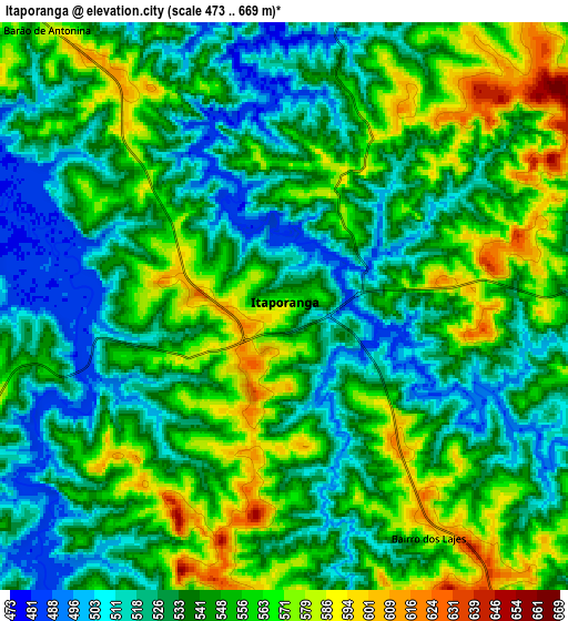 Zoom OUT 2x Itaporanga, Brazil elevation map