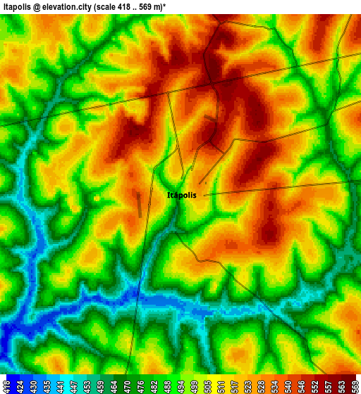 Zoom OUT 2x Itápolis, Brazil elevation map