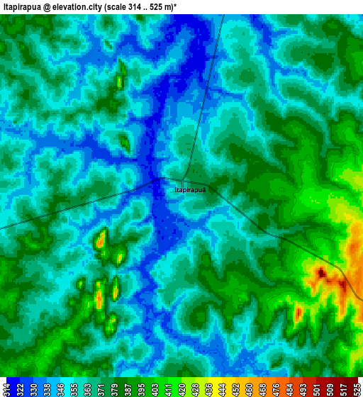 Zoom OUT 2x Itapirapuã, Brazil elevation map