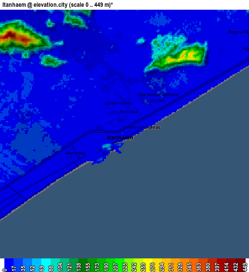 Zoom OUT 2x Itanhaém, Brazil elevation map