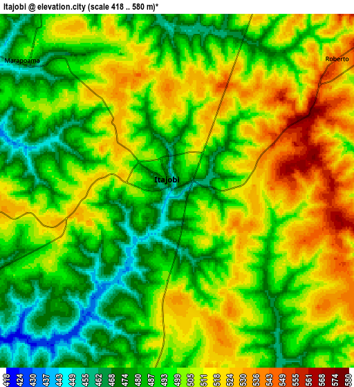 Zoom OUT 2x Itajobi, Brazil elevation map