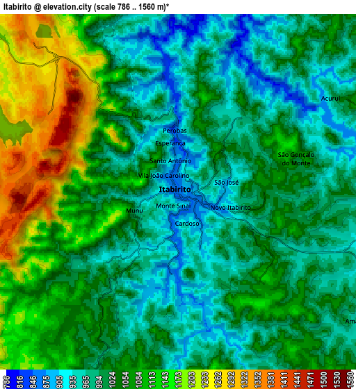 Zoom OUT 2x Itabirito, Brazil elevation map