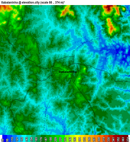 Zoom OUT 2x Itabaianinha, Brazil elevation map