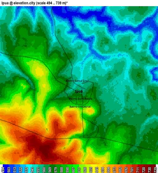 Zoom OUT 2x Ipuã, Brazil elevation map