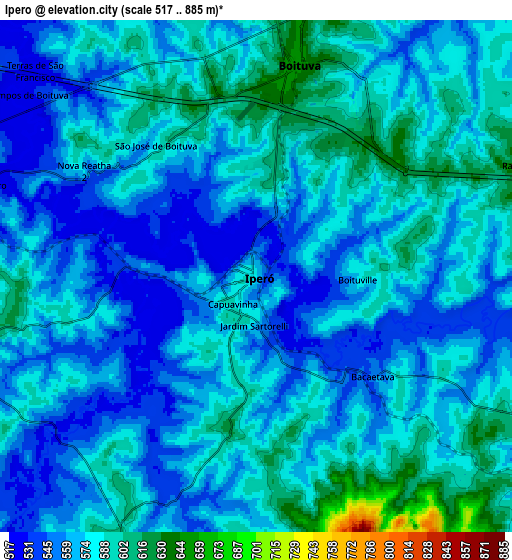 Zoom OUT 2x Iperó, Brazil elevation map