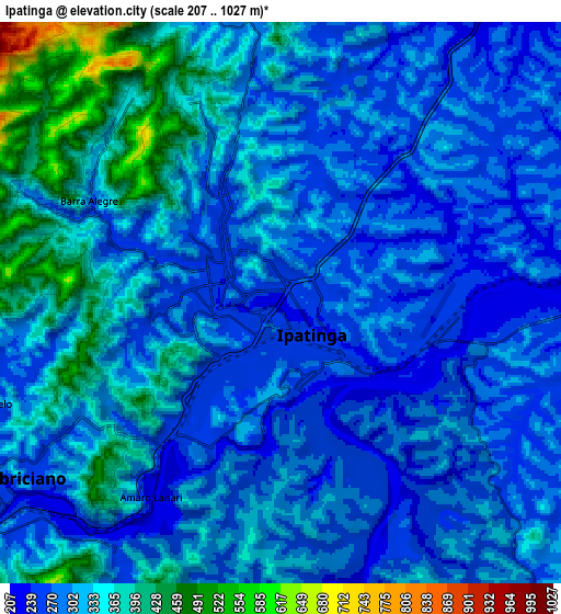 Zoom OUT 2x Ipatinga, Brazil elevation map