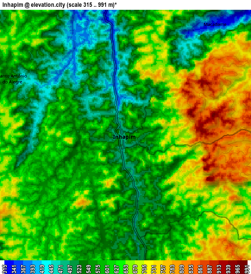 Zoom OUT 2x Inhapim, Brazil elevation map