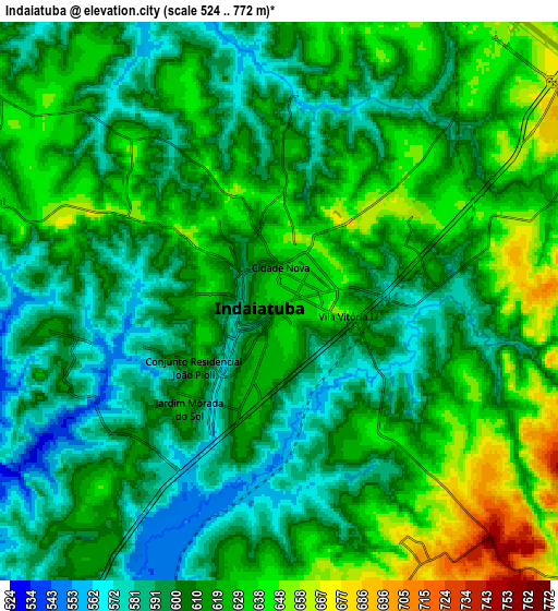 Zoom OUT 2x Indaiatuba, Brazil elevation map
