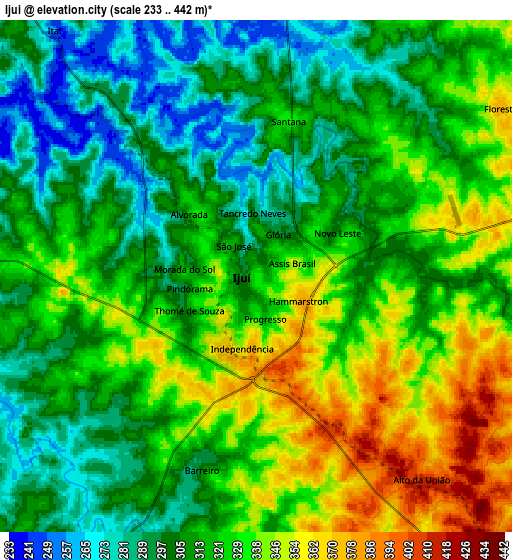 Zoom OUT 2x Ijuí, Brazil elevation map