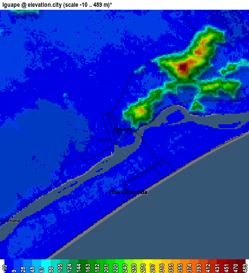 Zoom OUT 2x Iguape, Brazil elevation map