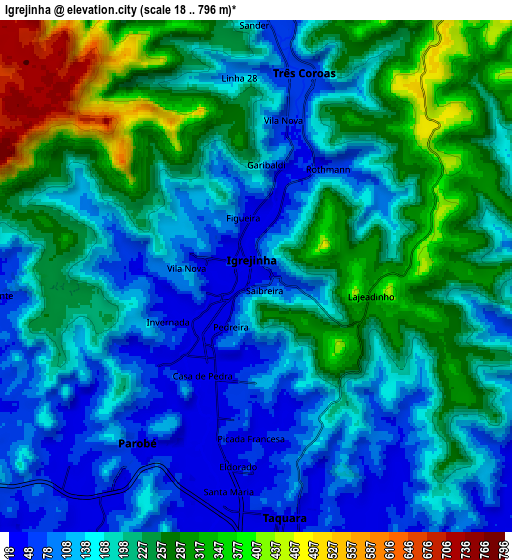 Zoom OUT 2x Igrejinha, Brazil elevation map