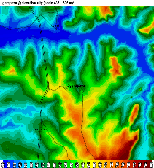 Zoom OUT 2x Igarapava, Brazil elevation map