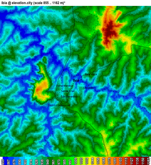 Zoom OUT 2x Ibiá, Brazil elevation map