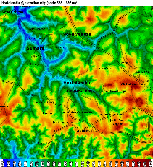 Zoom OUT 2x Hortolândia, Brazil elevation map