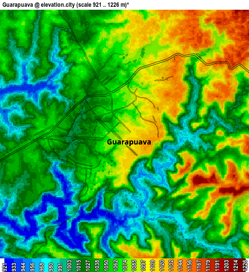 Zoom OUT 2x Guarapuava, Brazil elevation map