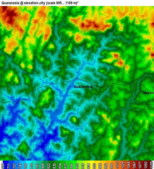 Zoom OUT 2x Guaranésia, Brazil elevation map