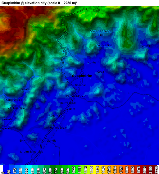 Zoom OUT 2x Guapimirim, Brazil elevation map