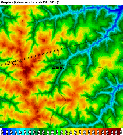 Zoom OUT 2x Guapiaçu, Brazil elevation map