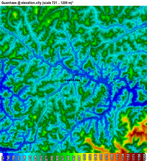 Zoom OUT 2x Guanhães, Brazil elevation map