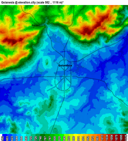 Zoom OUT 2x Goianésia, Brazil elevation map