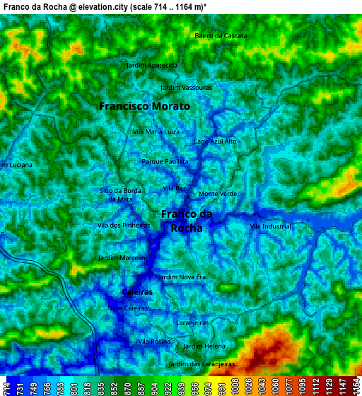 Zoom OUT 2x Franco da Rocha, Brazil elevation map