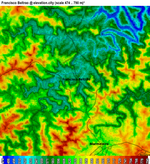 Zoom OUT 2x Francisco Beltrão, Brazil elevation map