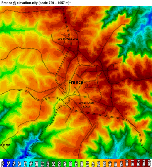 Zoom OUT 2x Franca, Brazil elevation map