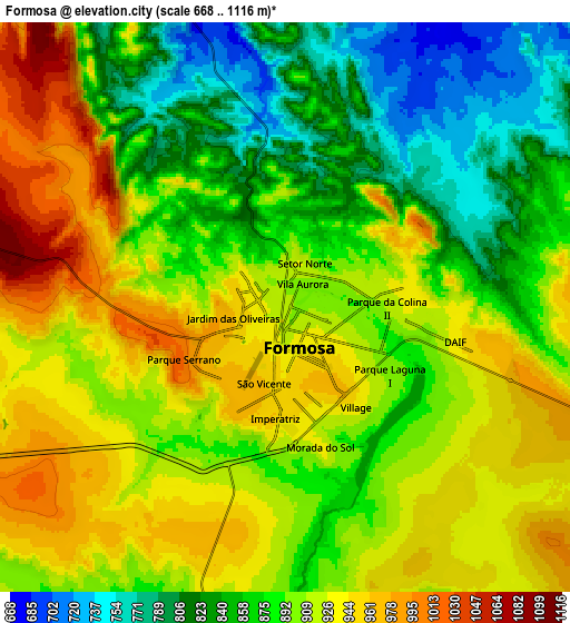 Zoom OUT 2x Formosa, Brazil elevation map