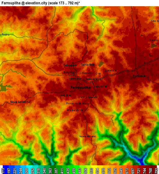 Zoom OUT 2x Farroupilha, Brazil elevation map