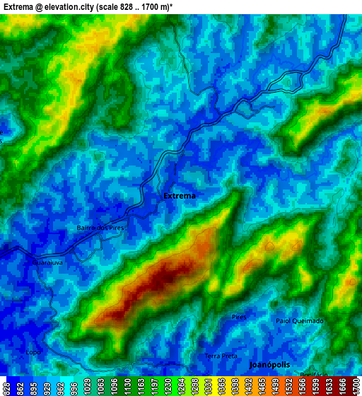 Zoom OUT 2x Extrema, Brazil elevation map