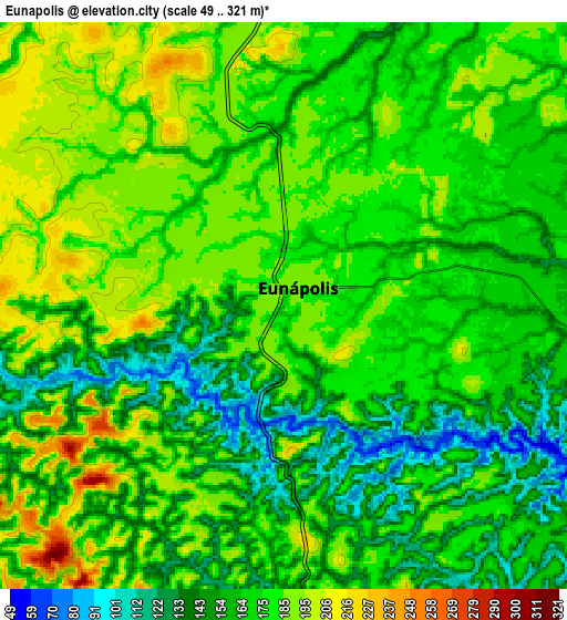 Zoom OUT 2x Eunápolis, Brazil elevation map