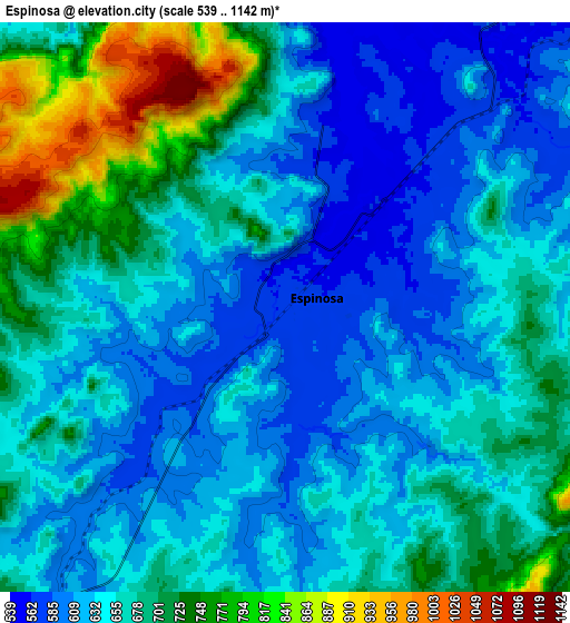 Zoom OUT 2x Espinosa, Brazil elevation map
