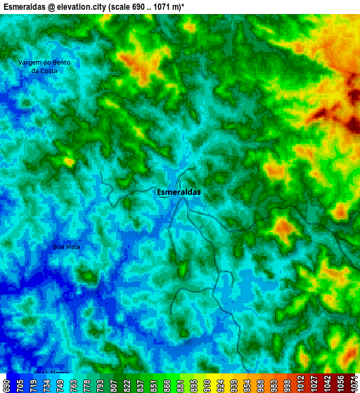 Zoom OUT 2x Esmeraldas, Brazil elevation map