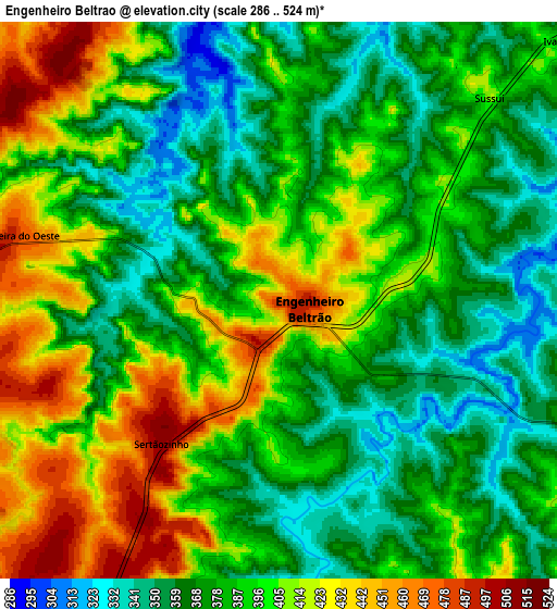 Zoom OUT 2x Engenheiro Beltrão, Brazil elevation map