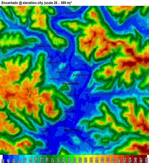 Zoom OUT 2x Encantado, Brazil elevation map